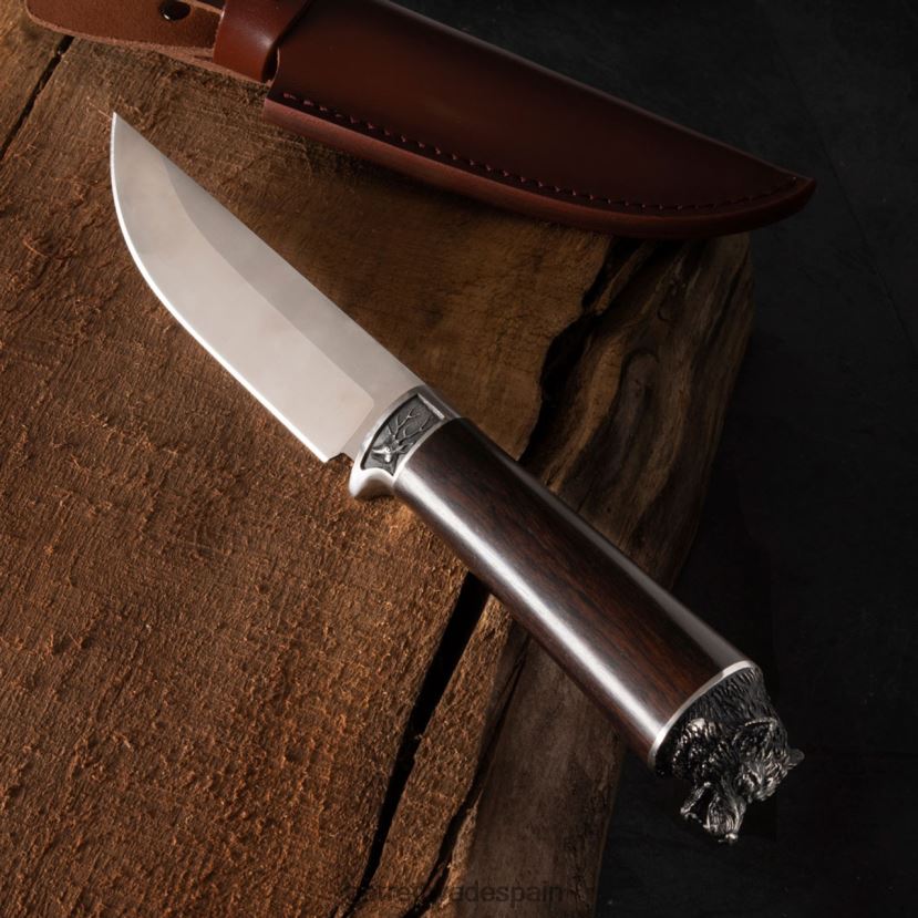 Garrett Wade cuchillo de caza con pomo de lobo exterior HD0288329