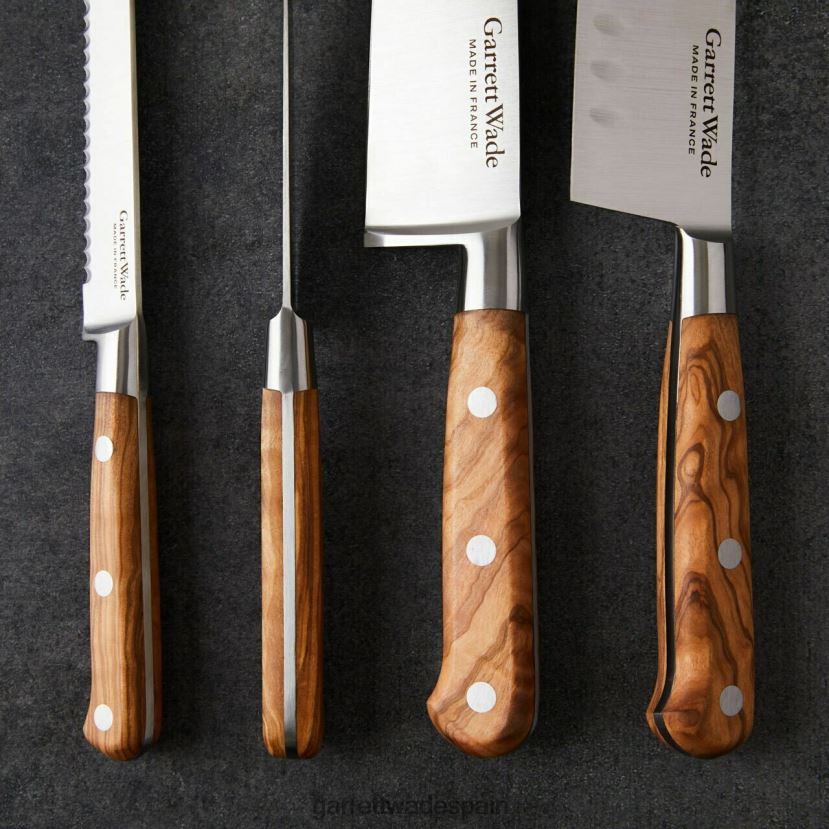 Garrett Wade Impresionante juego de cuchillos de cocina de cuatro piezas en madera de olivo. hogar y cocina HD0288784