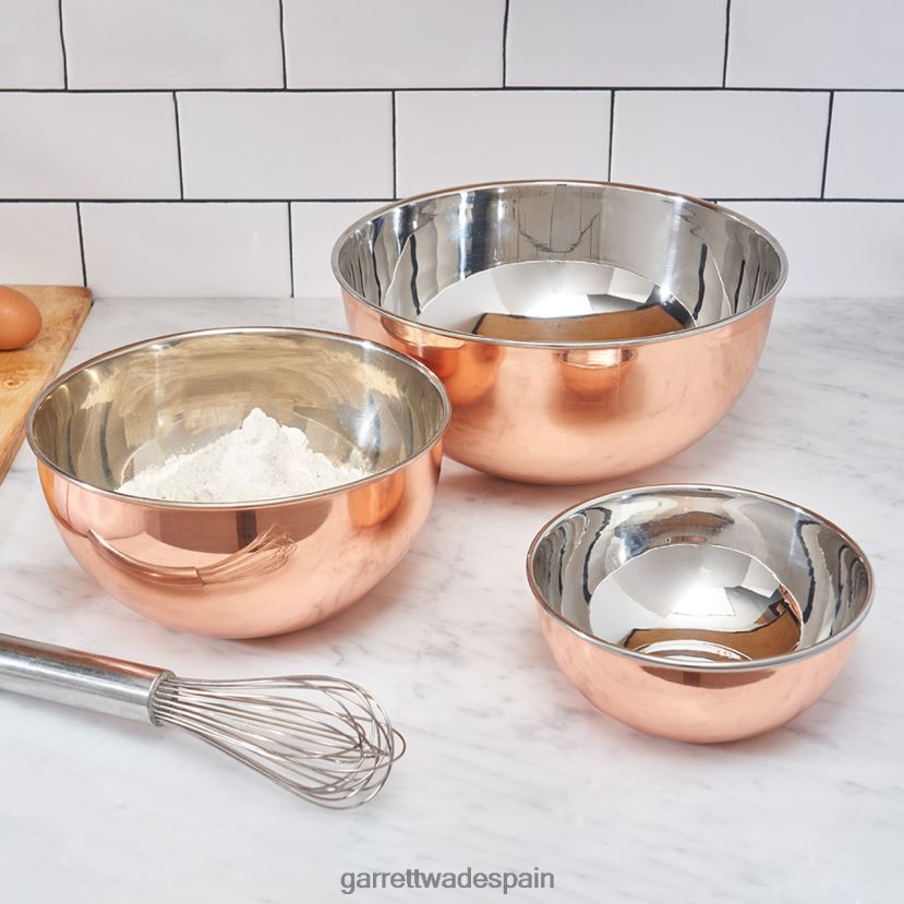 Garrett Wade 3 hermosos cuencos de cobre revestidos de acero hogar y cocina HD0288843