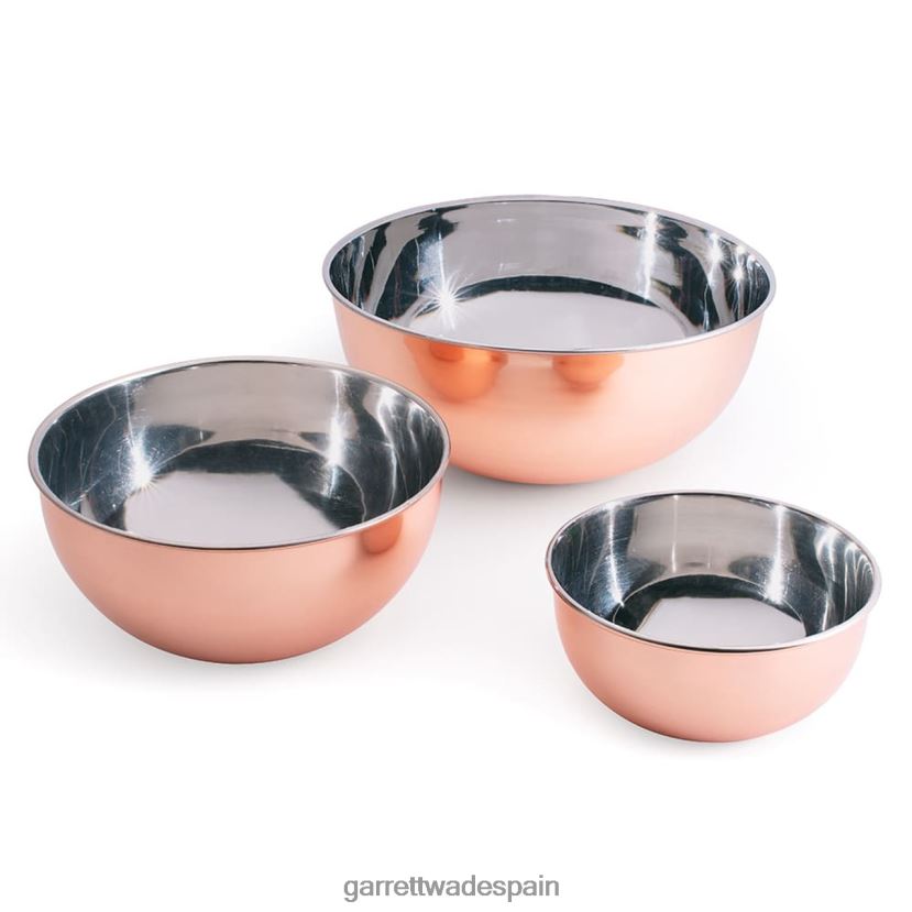 Garrett Wade 3 hermosos cuencos de cobre revestidos de acero hogar y cocina HD0288843