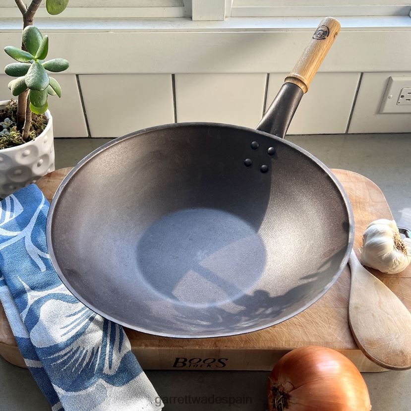 Garrett Wade wok de hierro hilado de mango largo netherton hogar y cocina HD0288758