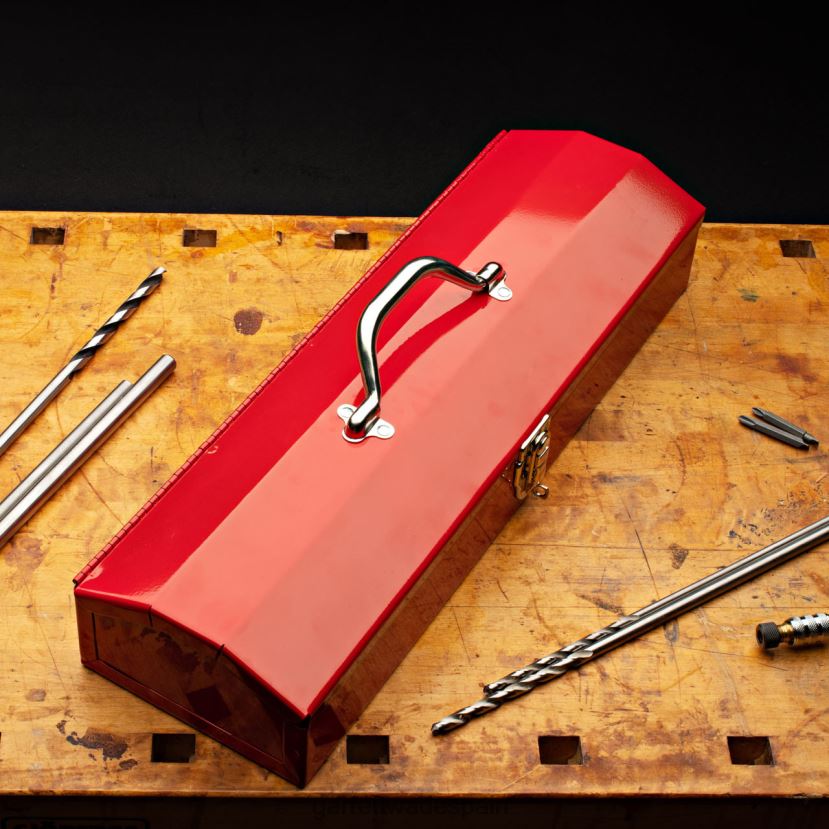 Garrett Wade Caja de herramientas ''torpedo'' de acero rojo. taller HD0288459